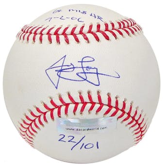 James Loney Autograph Baseball w/1st HR inscrip(Slightly Stained)(DACW COA)