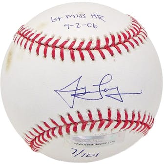 James Loney Autograph Baseball w/1st HR inscrip(Stained)(DACW COA)