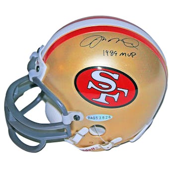 Joe Montana Autographed San Francisco 49ers Mini Helmet w/1989 MVP (UDA)