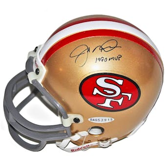 Joe Montana Autographed San Francisco 49ers Mini Helmet w/1990 MVP (UDA)