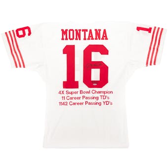 Joe Montana Autographed San Francisco 49ers Stat Jersey #6/16 (Upper Deck)