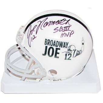 Joe Namath Autographed New York Jets Broadway Joe Exclusive Football Mini Helmet