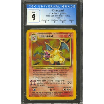Pokemon Base Set Unlimited Charizard 4/102 CGC 9 *054