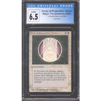 Magic the Gathering Alpha Circle of Protection: Green CGC 6.5 No Subgrades LIGHTLY PLAYED (LP)