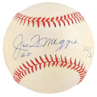Joe DiMaggio Autographed Official American League Baseball (JSA COA) #112/361