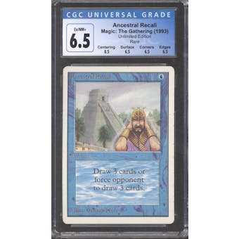 Magic the Gathering Unlimited Ancestral Recall CGC 6.5 SLIGHT PLAY (SP) *008