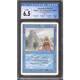 Magic the Gathering Unlimited Ancestral Recall CGC 6.5 SLIGHT PLAY (SP) *009