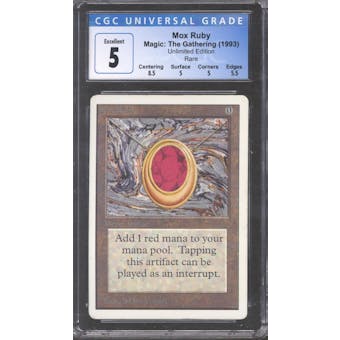 Magic the Gathering Unlimited Mox Ruby CGC 5 SLIGHT PLAY (SP)