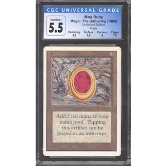 Magic the Gathering Unlimited Mox Ruby CGC 5.5 SLIGHT PLAY (SP)