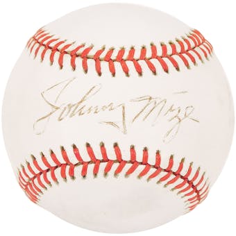 Johnny Mize Autographed American League MLB Baseball (JSA COA)