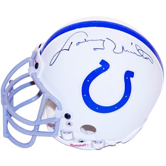 Johnny Unitas Autographed Baltimore Colts Authentic Mini Helmet (Mounted Memories)