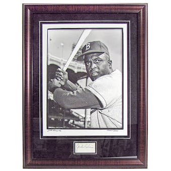 Jackie Robinson Framed Brooklyn Dodgers 16x20 Photo with Cut Auto (PSA COA)