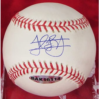 Jordan Schafer Autographed Baseball (Slightly Stained) (UDA COA)