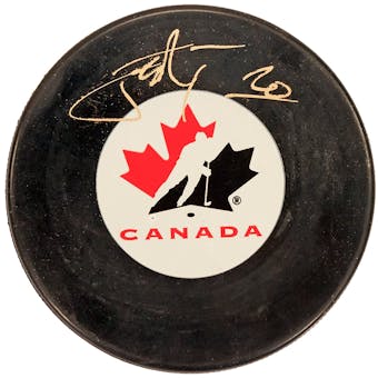 John Tavares Autographed Team Canada Hockey Puck (Frameworth)