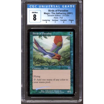 Magic the Gathering 7th Edition Foil Seventh Ed Birds of Paradise CGC 8 NEAR MINT (NM, 3 9 subs!)