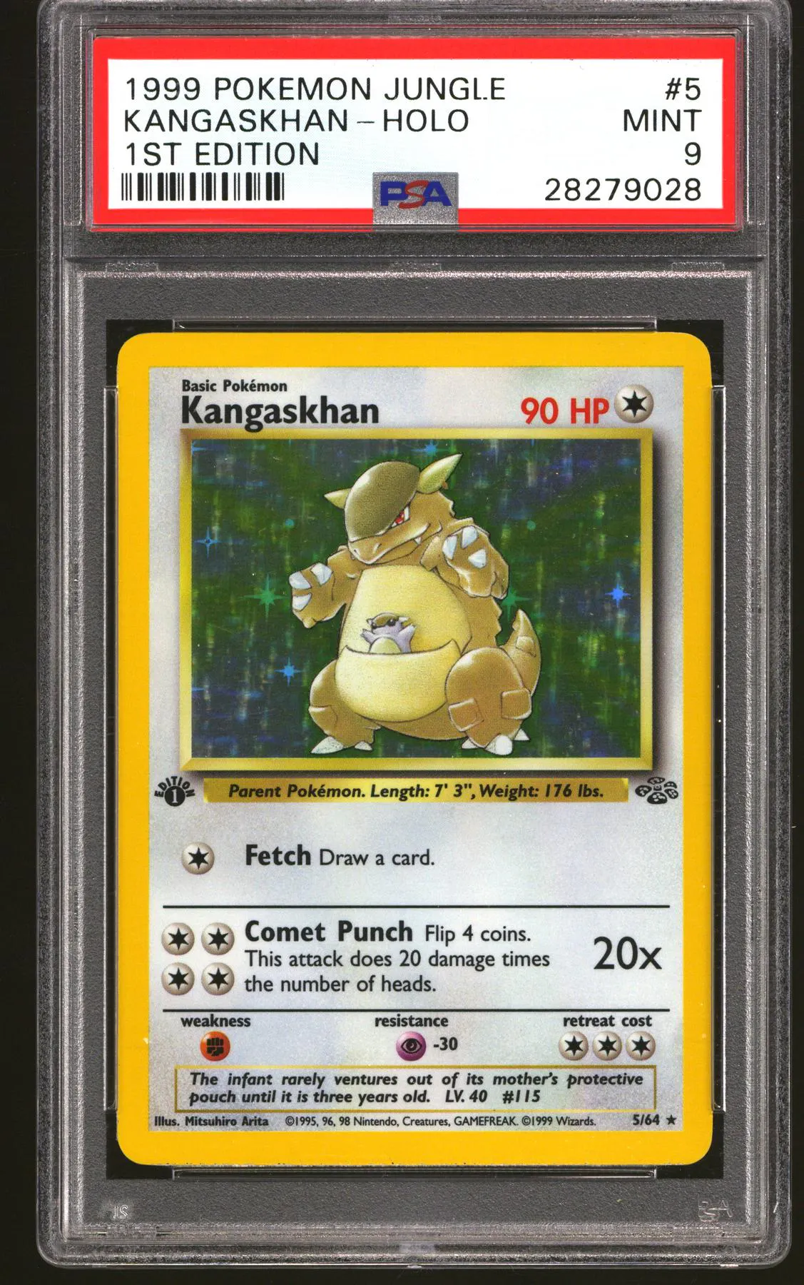 kangaskhan 1995 pokemon card 1995 Pokemon card Kangaskhan 21/64