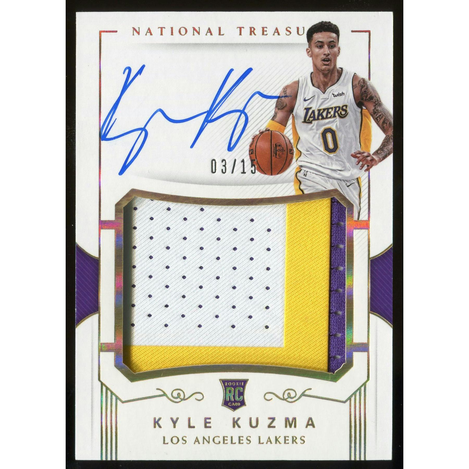 2017 18 Panini National Treasures Kyle Kuzma Auto Relic Card 126 3 15