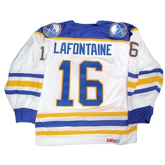 Pat LaFontaine Autographed Buffalo Sabres Throwback White Jersey