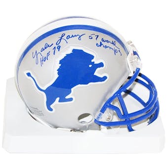 Yale Lary Autographed Detroit Lions Mini Helmet