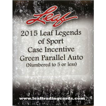 2015 Leaf Legends of Sport case Incentive Green Parallel Auto Pack