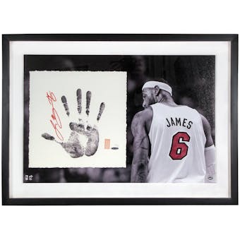 LeBron James Autographed Framed Miami Heat Tegata Lithograph (UDA)