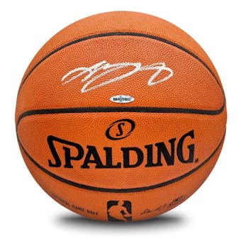 LeBron James Autographed Silver Signature Spalding Basketball UDA