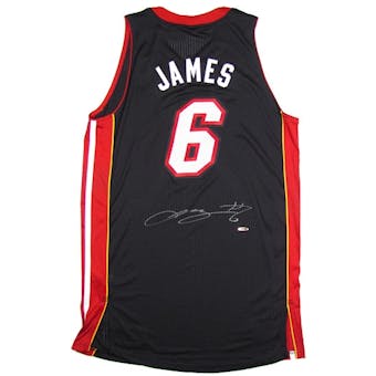 LeBron James Autographed Miami Heat Authentic Black Jersey (UDA COA)