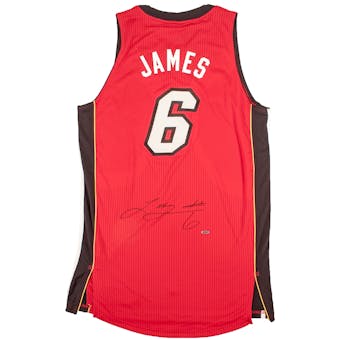 LeBron James Autographed Miami Heat Authentic Red Jersey (Upper Deck)