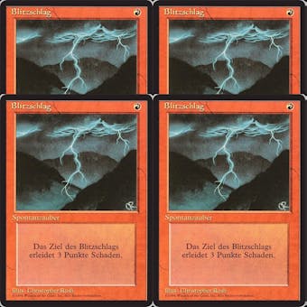 Magic the Gathering German Revised FBB PLAYSET Lightning Bolt - 4x MODERATE PLAY (MP)