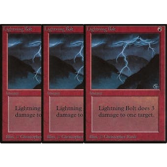 Magic the Gathering Beta 3x LOT Lightning Bolt - NEAR MINT/SLIGHT PLAY (NM/SP)