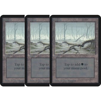 Magic the Gathering Alpha 3x LOT Swamp (Low Branch) LIGHTLY PLAYED (LP) Basic Land