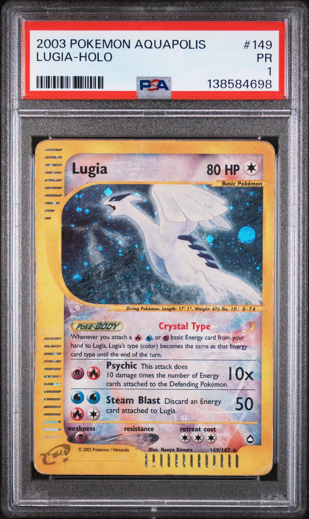 Pokemon Aquapolis Lugia 149/147 PSA 1 Secret Rare Crystal Type | DA Card World Pokemon Aquapolis Lugia 149/147 PSA 1 Secret Rare Crystal Type | DA Card World