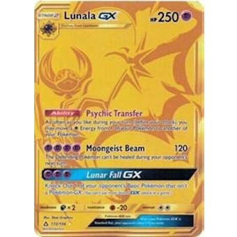 Pokemon Ultra Prism Single Lunala GX 172/156 GOLD SECRET RARE - NEAR MINT (NM)