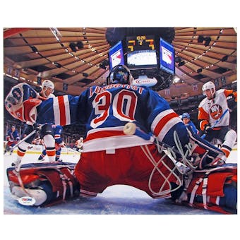 Henrik Lundqvist Autographed New York Rangers 11x14 Goal Cam Photograph (PSA)