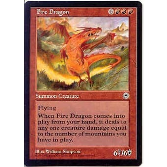 Magic the Gathering Portal 1 Single Fire Dragon - MODERATE PLAY (MP)