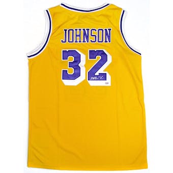 Magic Johnson Autographed Los Angeles Lakers Yellow Jersey (PSA COA)