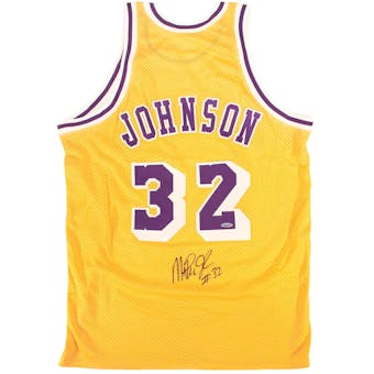 Magic Johnson Autographed Los Angeles Lakers Yellow Jersey (Tristar)