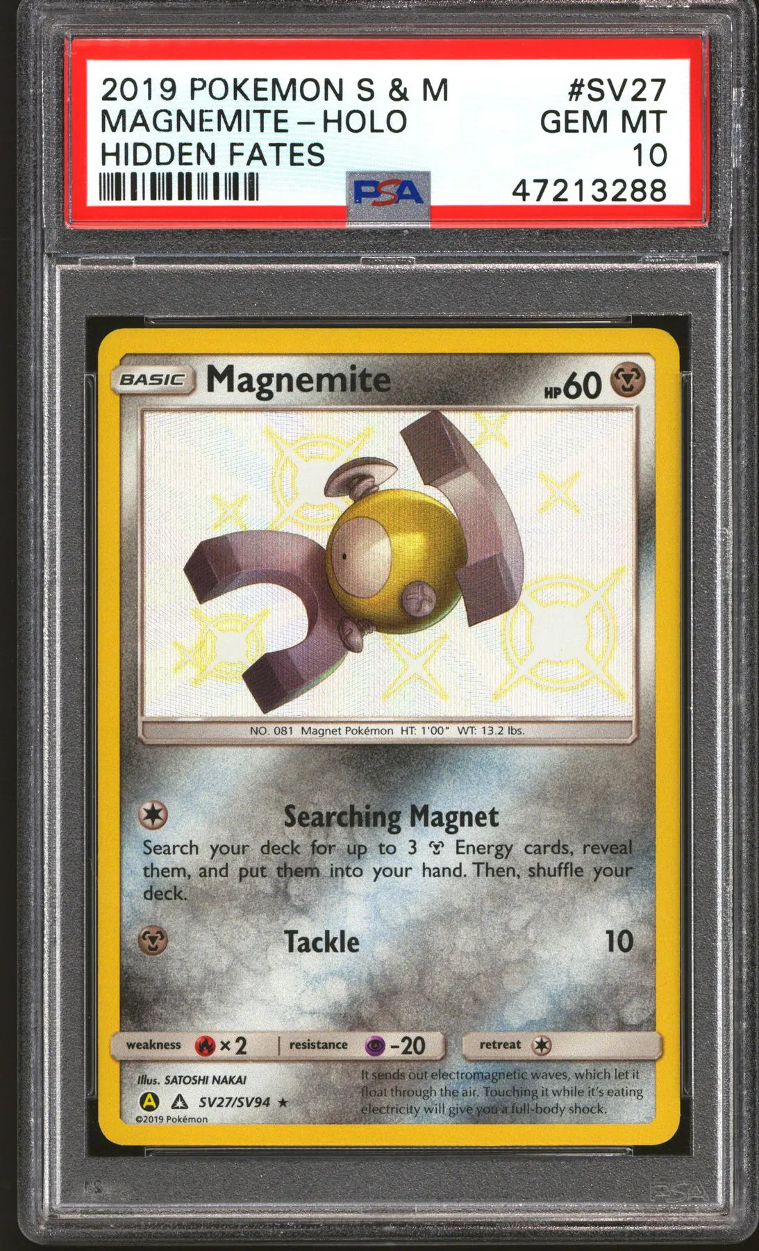 Pokemon Single Card Sun and Moon - Hidden Fates (Shiny Vault) - SV27/SV94 Magnemite Pokemon Single Card Sun and Moon - Hidden Fates (Shiny Vault) - SV27/SV94 Magnemite