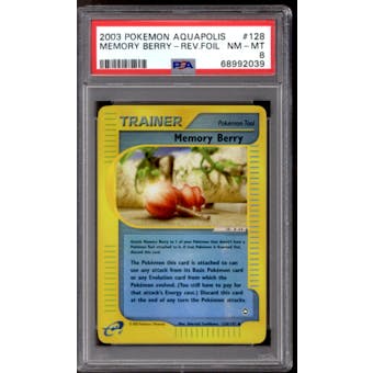 Pokemon Aquapolis Reverse Foil Memory Berry 128/147 PSA 8