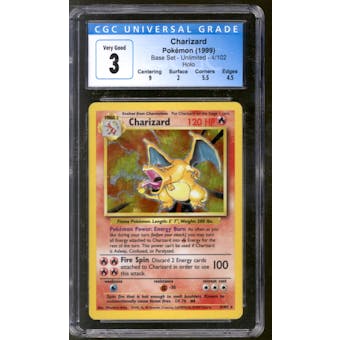 Pokemon Base Set Unlimited Charizard 4/102 CGC 3 (2 Surface)