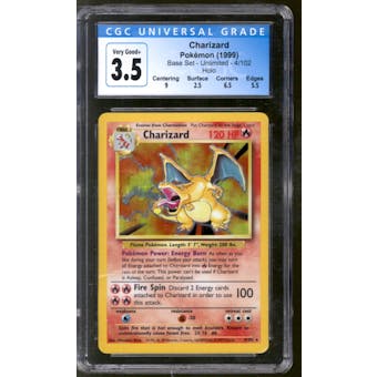 Pokemon Base Set Unlimited Charizard 4/102 CGC 3.5 (2.5 Surface)