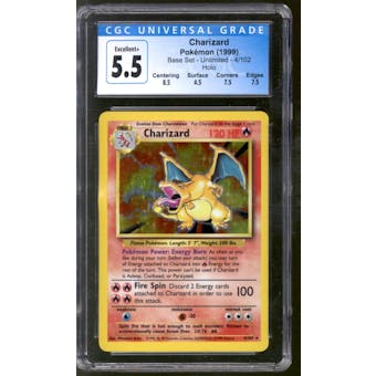 Pokemon Base Set Unlimited Charizard 4/102 CGC 5.5 *029