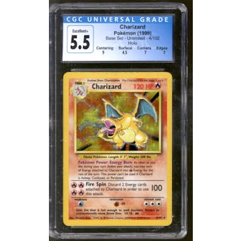 Pokemon Base Set Unlimited Charizard 4/102 CGC 5.5 *330