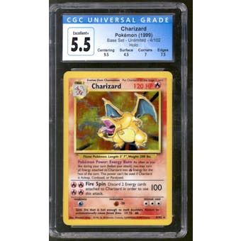 Pokemon Base Set Unlimited Charizard 4/102 CGC 5.5 *016