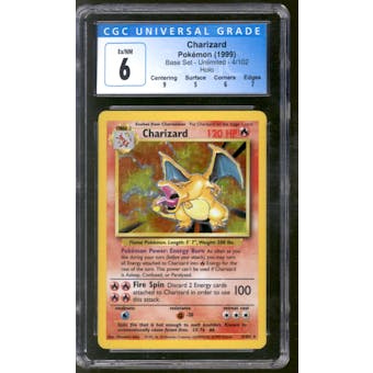 Pokemon Base Set Unlimited Charizard 4/102 CGC 6 *017