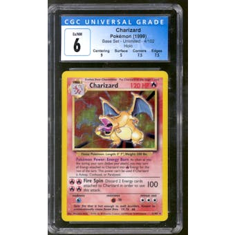 Pokemon Base Set Unlimited Charizard 4/102 CGC 6 *033