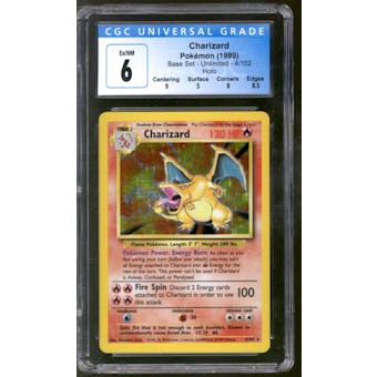 Pokemon Base Set Unlimited Charizard 4/102 CGC 6 *018