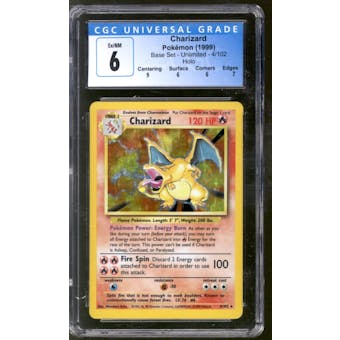 Pokemon Base Set Unlimited Charizard 4/102 CGC 6 *328