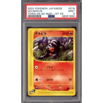 Pokemon The Town on No Map Japanese 1st Edition Houndour 18/92 PSA 9