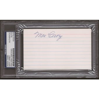 Max Carey Autograph (Index Card) PSA/DNA Certified *7929